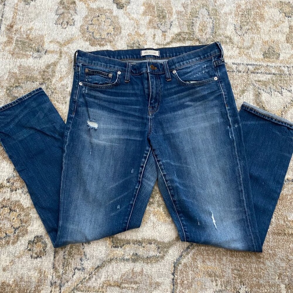 Madewell Slim Boyjean Distressed Hatfield Dark Wash Jeans